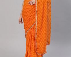 Jaipur lahariya saree orange color lahariya saree padmini