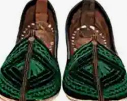 Handmade Jaipuri juti for men mojari juti in green embroidery