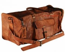 Camel leather duffel bag pure leather bag