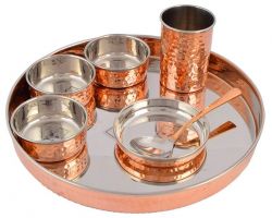 Copper steel thali set 7piece