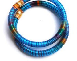 Handmade Silk thread bangles blue firozi 4 piece