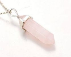 Rose quartz pencil pendant natural rose quartz pencil locket 1.5 inches
