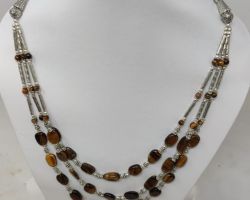 Necklace tiger eye stone necklace 3 line