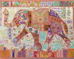 Fabric handmade wall hanging fabric wall scenery with embroidery patchwork 42×30 inches