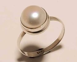 Real pearl Ring 2gm Chandra Moti Ring 2gm Silver pearl ring in silver