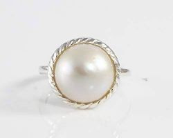 Pearl ring in silver pure pearl ring with silver