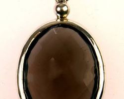Smoky quartz silver pendant oval smoky quartz