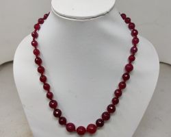 Necklace red jade stone natural red stone beaded necklace