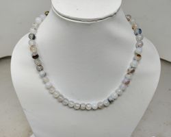 Natural chalcedony stone necklace