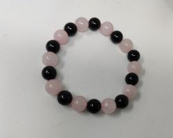 Bracelet rose quartz and black agate mix bracelet