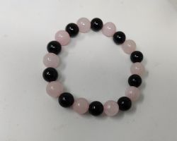 Bracelet Rose quartz Black agate mix bracelet 10mm