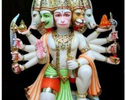 Marble Panchmukhi Hanuman idol sitting position 9 inches