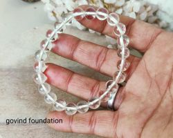 Crystal quartz bracelet 10mm  sphatik bracelet sfatik bracelet 10mm