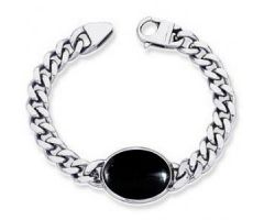 Black Onyx silver bracelet natural black onyx with silver bracelet