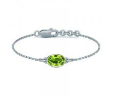 Peridot silver bracelet natural peridot stone bracelet with silver chain