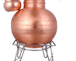 Copper matka copper water pot with copper loti and iron stand
