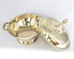 Brass donga  casserole royal design meenakari platinum brass donda 400ml