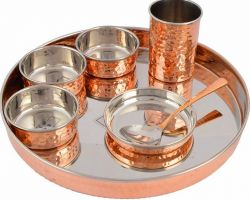 Copper steel dinner set 7 piece