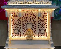Marble temple white fine marble stone temple with cut work 42×36 inches