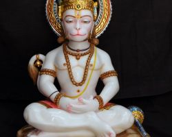 Marble Hanuman idol sitting position marble Hanuman murti 12 inches