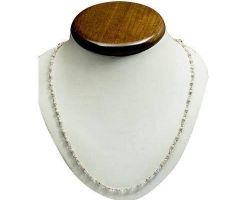 Tulsi Silver mala white beads 22 inches Tulsi white beads silver cap mala