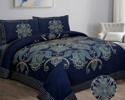 Bedsheet double bed Goldy blue cotton double bed bedsheet