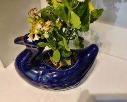 Flower pot ceramic duck flower pot blue