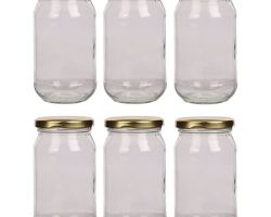 Glass jar 500gm capacity glass jar with gold cap set of 6