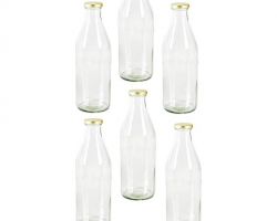 Glass bottle 1 liter capacity glass bottle with golden cap  set of 3