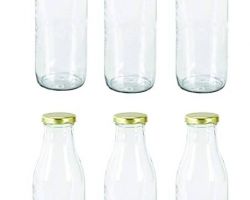 Glass bottle 450ml capacity glass bottle with golden cap set of 6