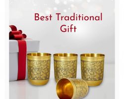 Brass tumbler handmade meenakari design brass glass set of 4