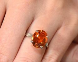Hessonite Garnet Ring Silver Gomed Ring