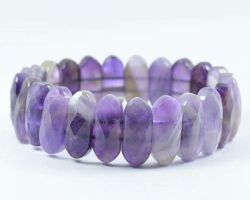 Amethyst stone bracelet capsule shape natural amethyst bracelet