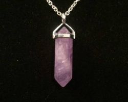 Amethyst pencil pendant natural amethyst stone pendant 1.5 inches
