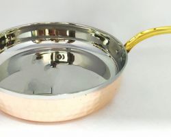 Copper steel fry pan with brass handle