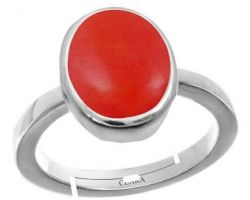 Moonga stone silver ring coral silver ring
