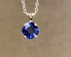Blue sapphire pendant silver neelam pendant square shape