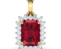 Ruby Pendant Ruby diamond border pendant 9k gold