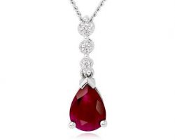 Ruby pendant with diamond Ruby diamond pendant 9kt gold