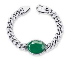 Emerald silver bracelet panna bracelet Silver chain Bracelet with Emerald