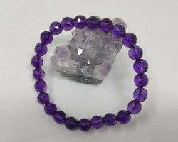 Amethyst Bracelet diamond cut 8mm High grade amethyst stone bracelet