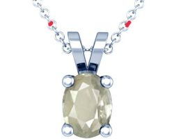 White Sapphire  pendant Ceylon White sapphire silver pendant oval