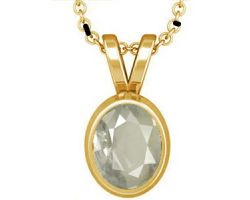 White Sapphire Pendant in 9k gold oval  safed pukhraj Pendant