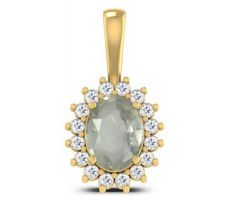 White Sapphire Pendant in 9k gold with diamond  white sapphire  Locket in gold