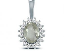 White sapphire pendant silver white sapphire stone with silver pendant  with diamond