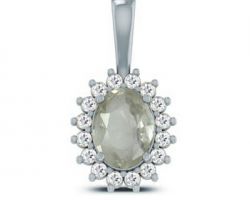 White Sapphire pendant with diamond work silver white sapphi Locket silver pendant  with diamond