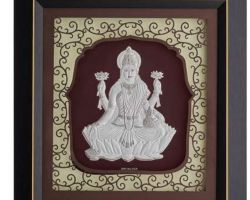 framed silver plated  laxmi ji silver laxmi idol in frame 12×11 inches
