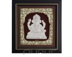 Framed silver plated ganesh silver plated ganesh in frame 12×11 inches