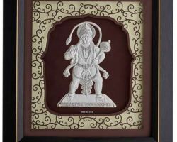 Silver plated Hanuman ji silver plated framed Hanuman ji 12×11 inches