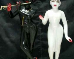 Black Granite krishna idol with Radha white marble gour nitai statue   12 inches